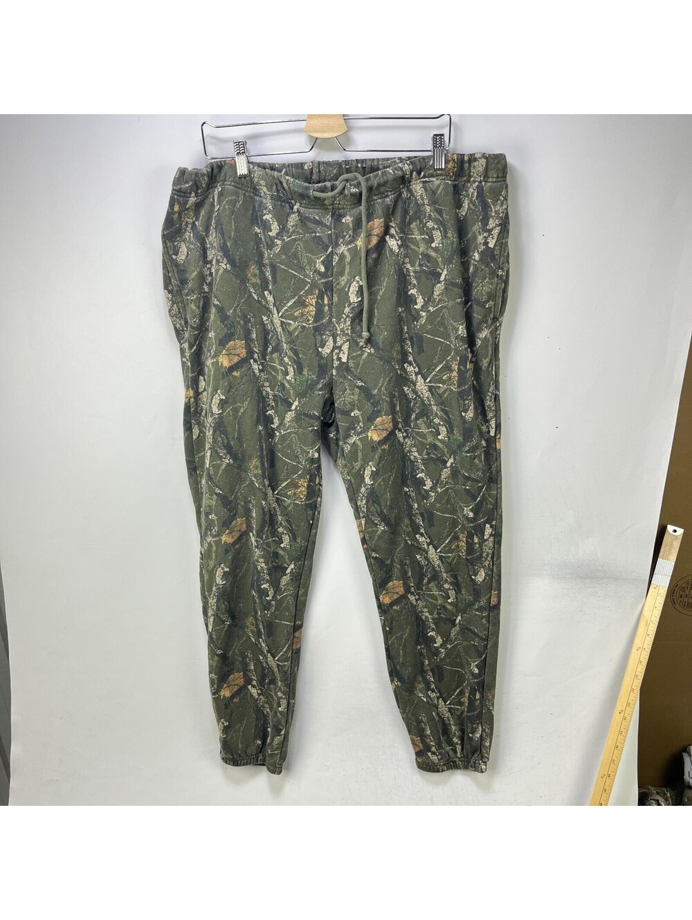 Vintage Tree Camo Fleece Jogger Pants Drawstring 2XL